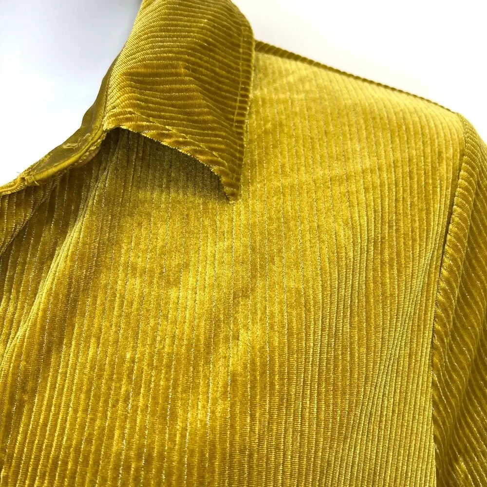 Soft Surroundings 1X Gold Textured Velvet Button Up Blouse